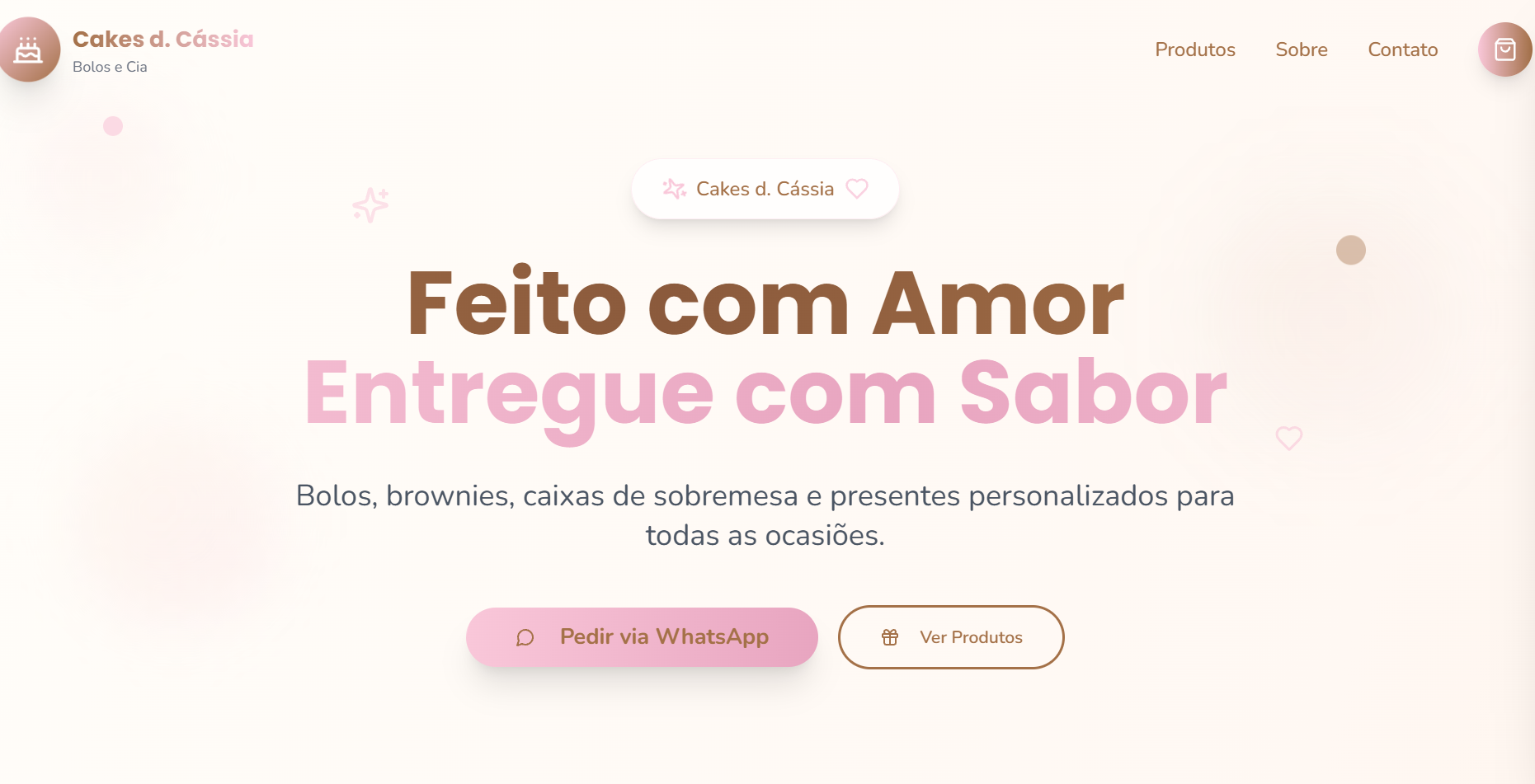 Landing Page Cakes d. Cássia - Confeitaria Artesanal
